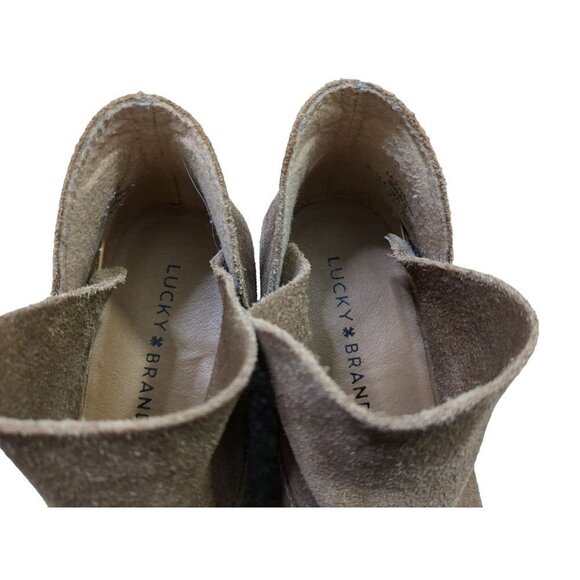 Lucky Brand Fahmida Ankle Bootie Boot Tan Suede Leather Womens 6.5 - Picture 6 of 8